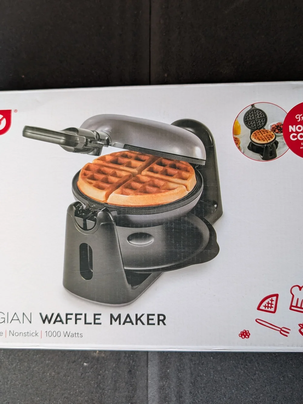 Black Belgian Waffle Maker - 1000W